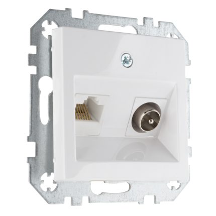 Розетка TV RJ45 белая LIREGUS EPSILON ITVKL-1-01.E/B