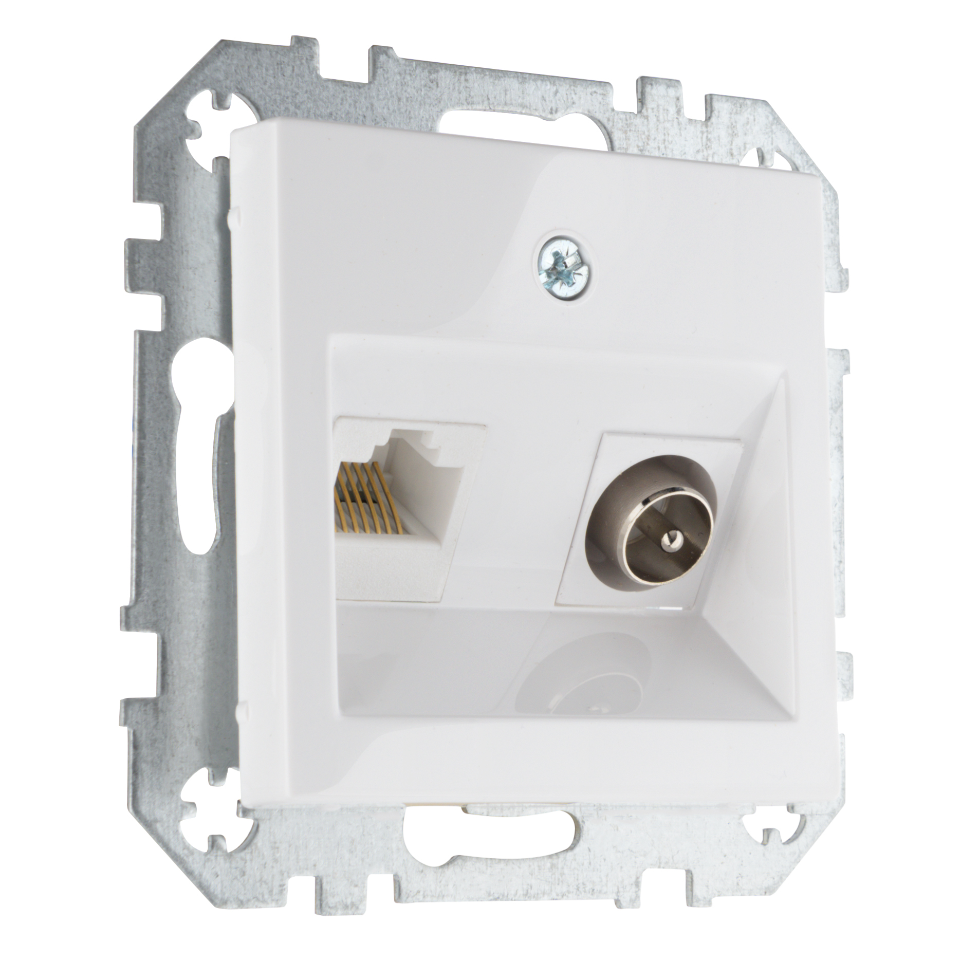 ITVKL-1-01.E-B.jpg Розетка TV RJ45 белая LIREGUS EPSILON ITVKL-1-01.E/B — изображение 1