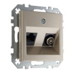Розетка TV RJ45 шампань LIREGUS EPSILON ITVKL-1-01.E/Ch