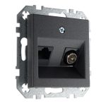 Розетка TV RJ45 антрацит LIREGUS EPSILON ITVKL-1-01.E/J