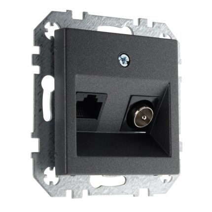 Розетка TV RJ45 антрацит LIREGUS EPSILON ITVKL-1-01.E/J