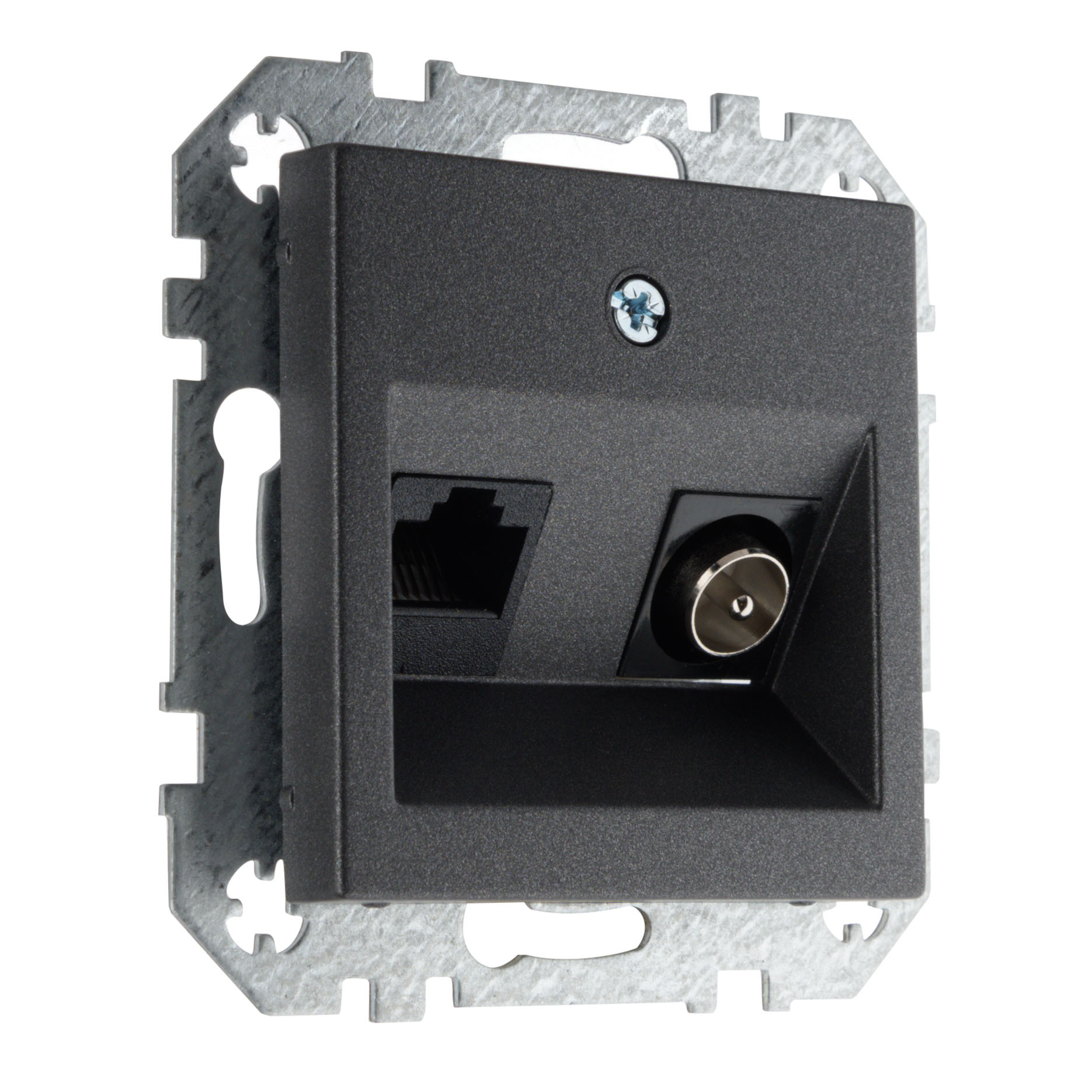 ITVKL-1-01.E-J.jpg Розетка TV RJ45 антрацит LIREGUS EPSILON ITVKL-1-01.E/J — изображение 1