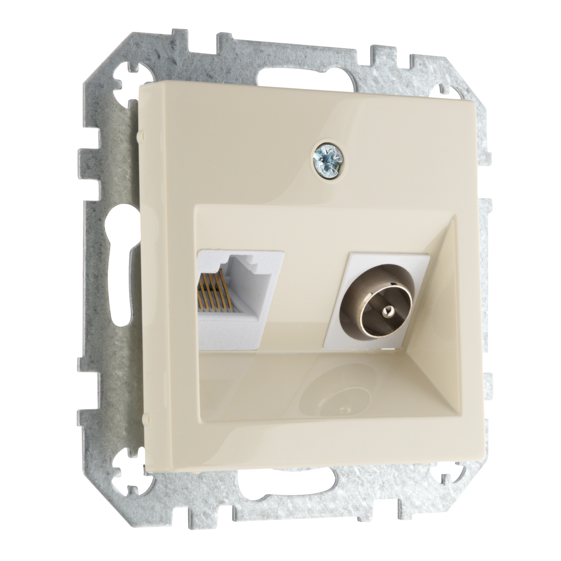 ITVKL-1-01.E-S.jpg Розетка TV RJ45 слоновая кость LIREGUS EPSILON ITVKL-1-01.E/S — изображение 1
