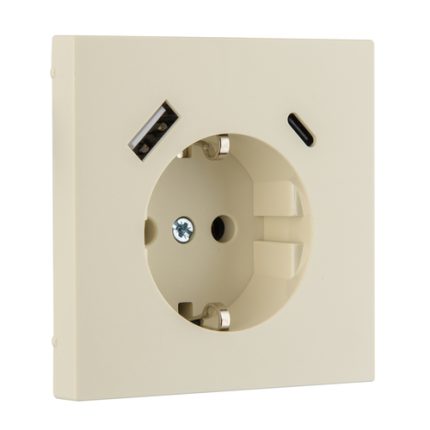 Розетка с USB 16А (A+C) слоновая кость матовая LIREGUS MODERN IUK-3-01.M/SM