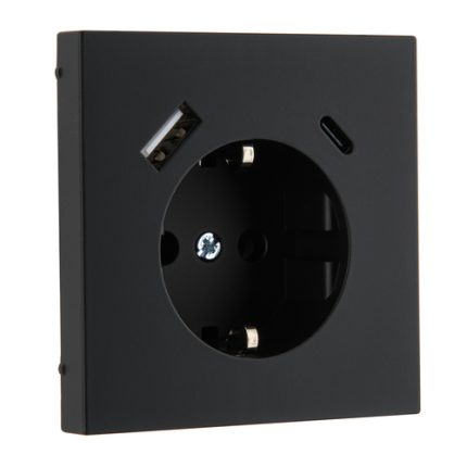 Розетка с USB 16А (A+C) черная матовая LIREGUS MODERN IUK-3-01.M/SWM