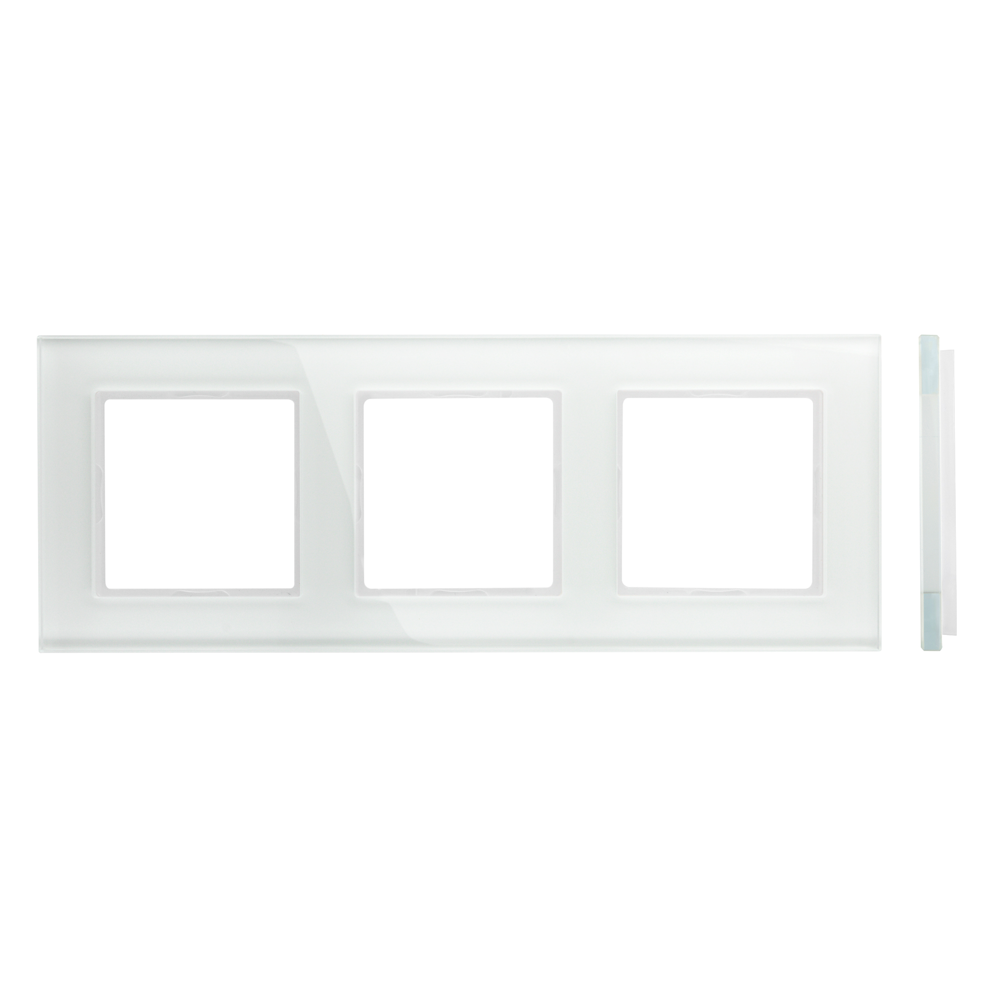 K14-245-03.E-WGG.jpg Рамка для розетки стекло 3-местная белая глянцевая LIREGUS EPSILON K14-245-03.E/WGG — изображение 1
