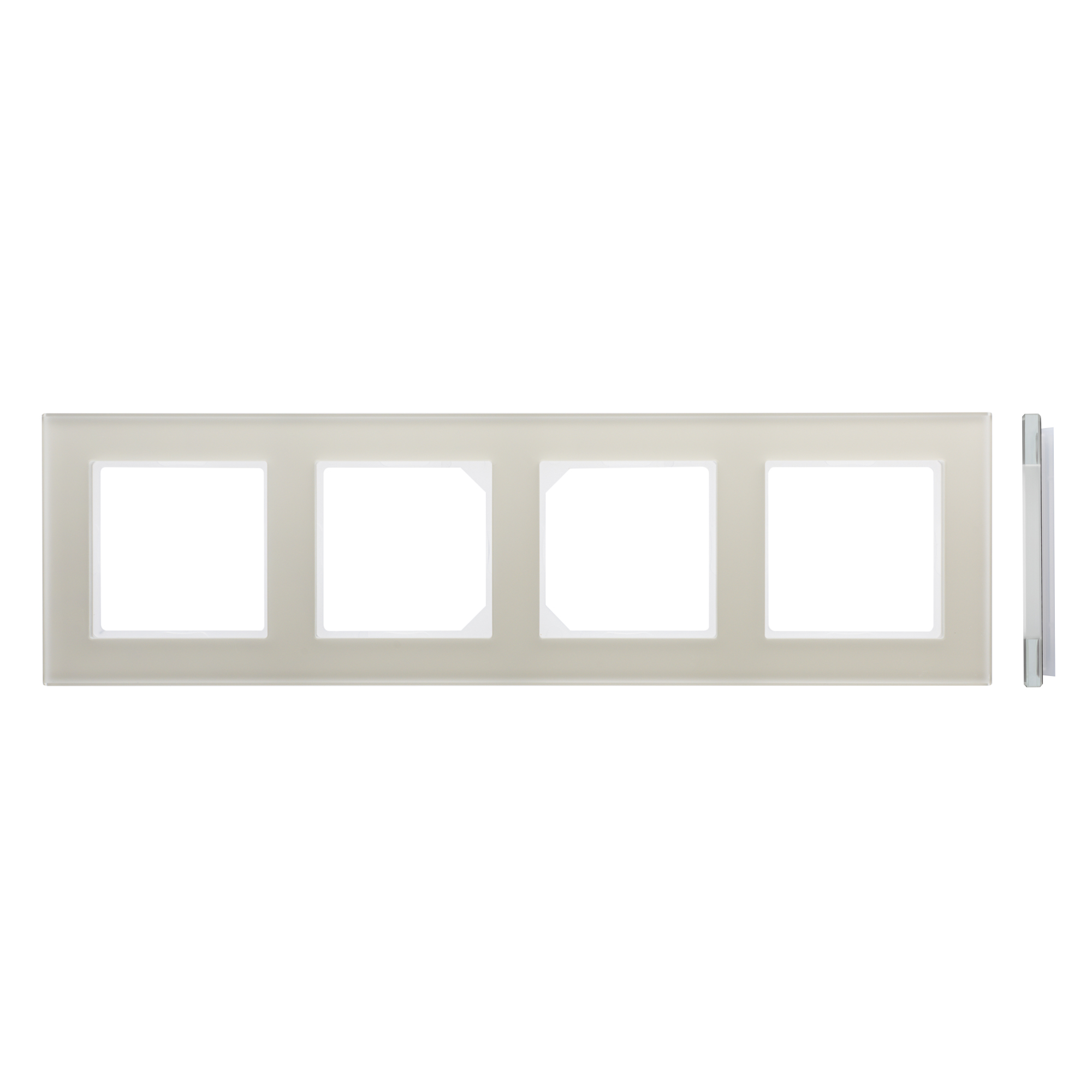 K14-245-04.E-ChG.jpg Рамки стеклянные для выключателя 4-местная шампань матовая LIREGUS EPSILON K14-245-04.E/ChG — изображение 1