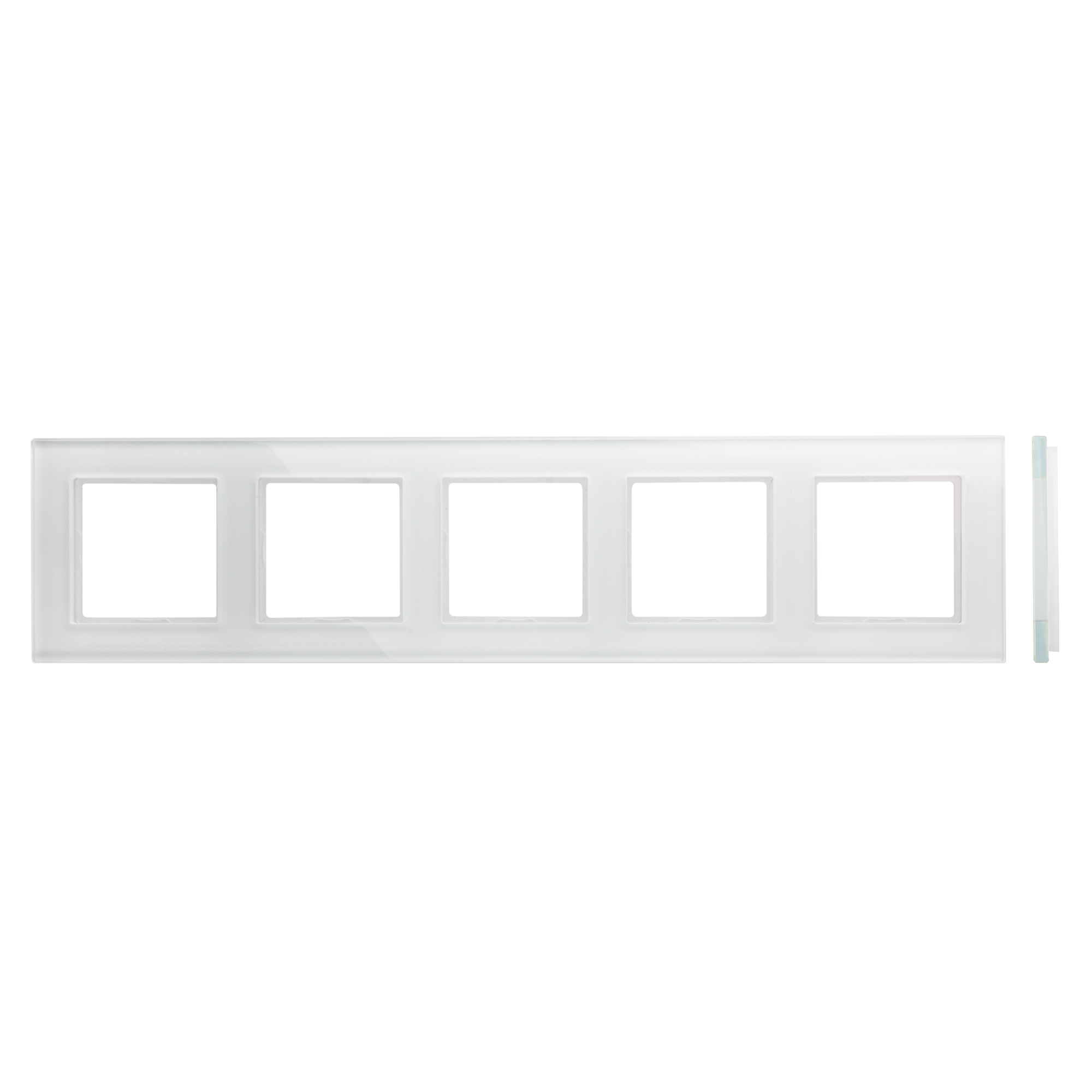 K14-245-05.E-WGG.jpg Рамка для розетки стекло 5-местная белая глянцевая LIREGUS EPSILON K14-245-05.E/WGG — изображение 1