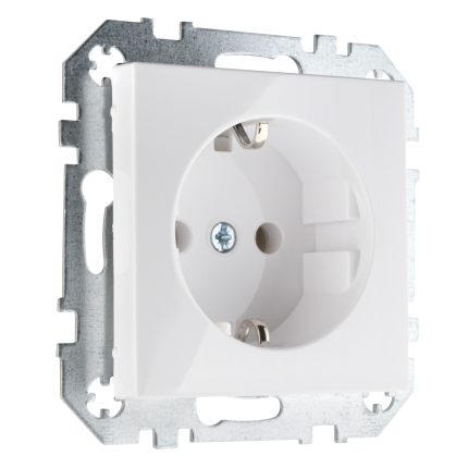 Розетка с заземлением 16А 250В пружинная белая LIREGUS EPSILON IKL16-204-01.E/B