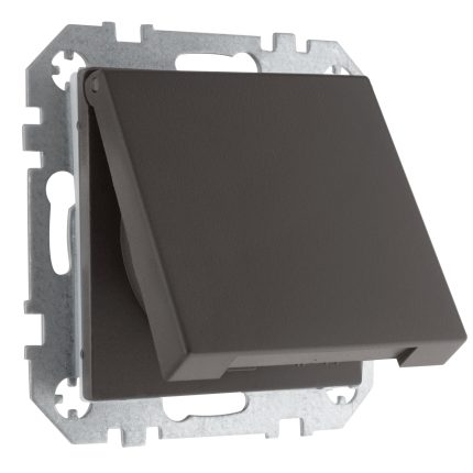 Розетка с крышкой IP44 16А 250В с заземлением пружинная коричневая матовая LIREGUS RETRO IKL16-208-01.R/ON31