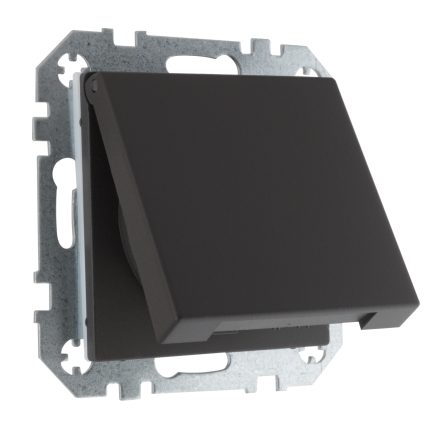 Розетка с крышкой IP44 16А 250В с заземлением пружинная шоколад матовая LIREGUS RETRO IKL16-208-01.R/ON59