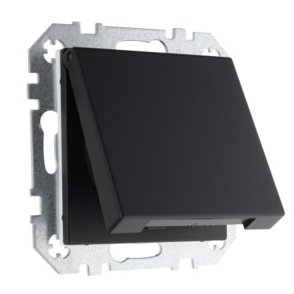 Розетка с крышкой IP44 16А 250В с заземлением пружинная черная матовая LIREGUS RETRO IKL16-208-01.R/SWM