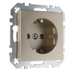 Розетка с шторками 16А 250В с заземлением пружинная шампань LIREGUS EPSILON IKL16-214-01.E/Ch