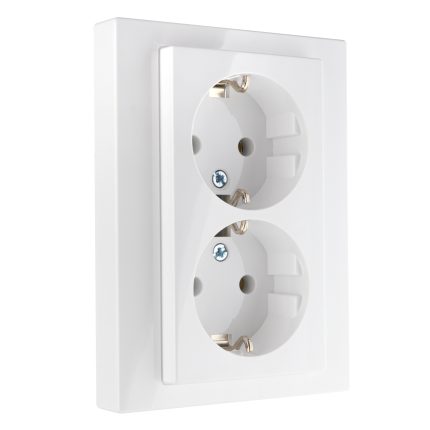 Розетка двойная с заземлением 16А 250В винтовая белая LIREGUS EPSILON IKL16-405.E/B