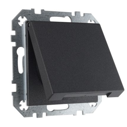 Розетка IP44 16А 250В с заземлением с крышкой винтовая антрацит LIREGUS EPSILON IKL16-408-01.E/J