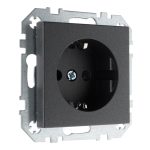 Розетка с заземлением со шторками 16А 250В винтовая антрацит LIREGUS EPSILON IKL16-414-01.E/J