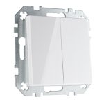 Проходной 2 клавишный выключатель белый LIREGUS EPSILON IP6+6.10-201-01.E/B