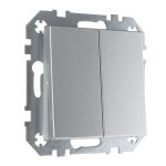 Проходной 2 клавишный выключатель алюминий LIREGUS EPSILON IP6+6.10-201-01.E/Mt