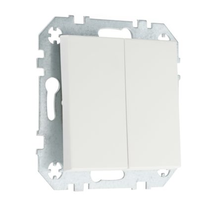 Проходной 2 клавишный выключатель белый матовый LIREGUS RETRO IP6+6.10-201-01.R/WWM