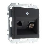 Розетка TV RJ45 черная матовая LIREGUS RETRO ITVKL-1-01.R/SWM