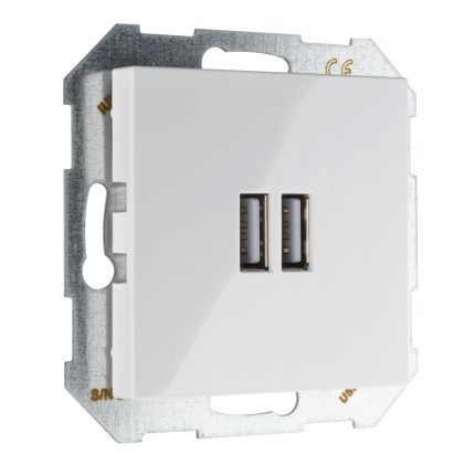 Зарядное устройство USB розетка 3.4А (А+А) белая LIREGUS EPSILON IUK-2-01.E/B