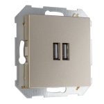 Зарядное устройство USB розетка 3.4А (А+А) шампань LIREGUS EPSILON IUK-2-01.E/Ch