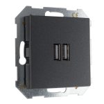 Зарядное устройство USB розетка 3.4А (А+А) антрацит LIREGUS EPSILON IUK-2-01.E/J