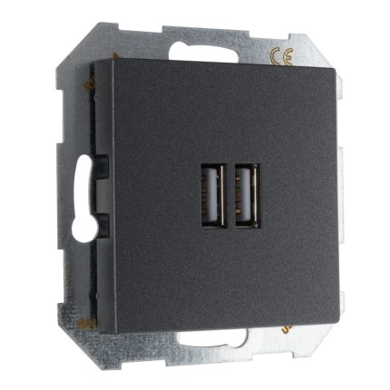 Зарядное устройство USB розетка 3.4А (А+А) антрацит LIREGUS EPSILON IUK-2-01.E/J