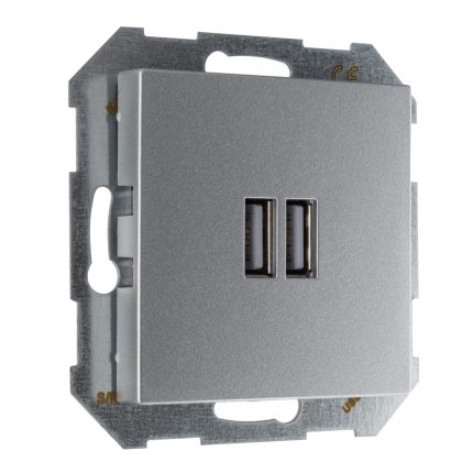 Зарядное устройство USB розетка 3.4А (А+А) алюминий LIREGUS EPSILON IUK-2-01.E/Mt