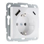 Встраиваемая розетка с USB (A+C) 3.4А белая LIREGUS EPSILON IUK-3-01.E/B