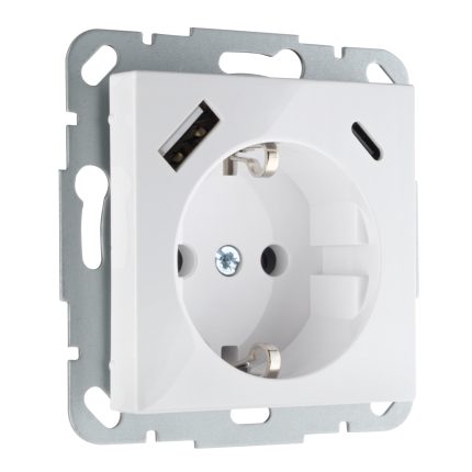 Встраиваемая розетка с USB (A+C) 3.4А белая LIREGUS EPSILON IUK-3-01.E/B