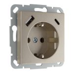 Встраиваемая розетка с USB (A+C) 3.4А шампань LIREGUS EPSILON IUK-3-01.E/Ch