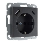 Встраиваемая розетка с USB (A+C) 3.4А антрацит LIREGUS EPSILON IUK-3-01.E/J
