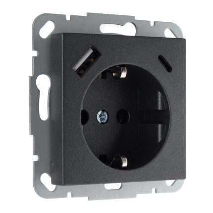Встраиваемая розетка с USB (A+C) 3.4А антрацит LIREGUS EPSILON IUK-3-01.E/J