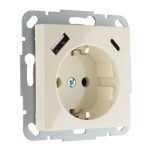 Встраиваемая розетка с USB (A+C) 3.4А слоновая кость LIREGUS EPSILON IUK-3-01.E/S