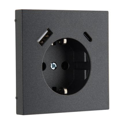 Розетка с USB 16А (A+C) антрацит LIREGUS MODERN IUK-3-01.M/BM