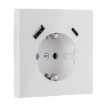 Розетка с USB 16А (A+C) белая LIREGUS MODERN IUK-3-01.M/WM