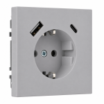 Розетка с USB 16А (A+C) серая LIREGUS MODERN IUK-3-01.M/GC31