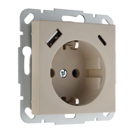 Встраиваемая розетка с USB (A+C) 3.4 А кремовая матовая LIREGUS RETRO IUK-3-01.R/ONC