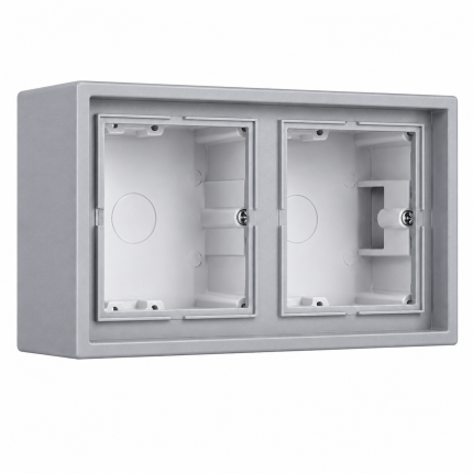 Подрозетник наружный 2-местный серый LIREGUS MODERN PMD-002.M/GC31